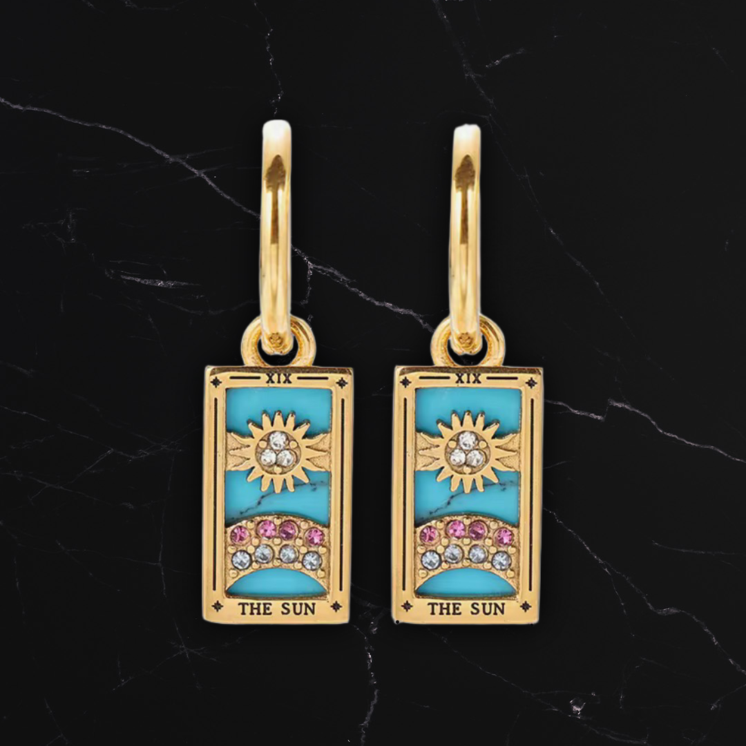 “The Sun” Tarot Gold Hoop Earrings – Radiance, Joy & Vitality